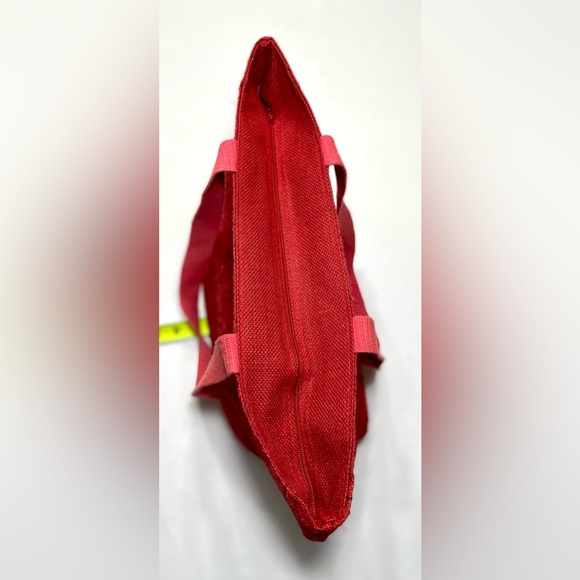 Jute Pocket Tote in Coral Red - Picture 10 of 12